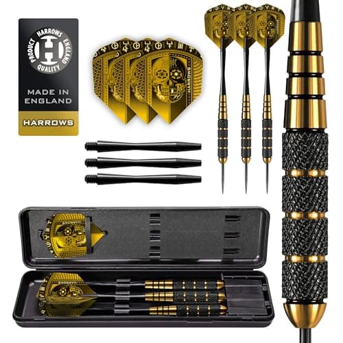 Image of Harrows Voodoo Brass Steel Tip Darts Set 19g, 21g, 23g, 25g & 27g - Includes Speedline shafts, Marathon Gold Flights & Travel Case (27g)