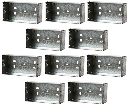 Image of Pack of 10 Double Metal Back Box 35mm Deep Socket Switch Backbox