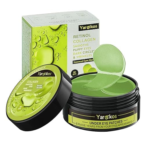 Image of Green Gold Undereye Mask (60 Pcs), Collagen Hydrating Gel Pads, Reduce Puffiness, 30 Pairs Under Eye Patches for Dark Circles Puffy Eyes Treatment, Wrinkle, Women Men Beauty Personal Skin Care Product