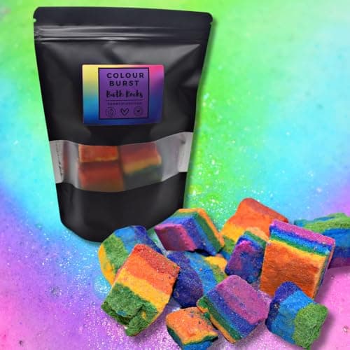 Image of Colour Burst - Fizzy Bath Bomb Rocks - Rainbow Gift Kids Boy Girl Gift Body Skin Care