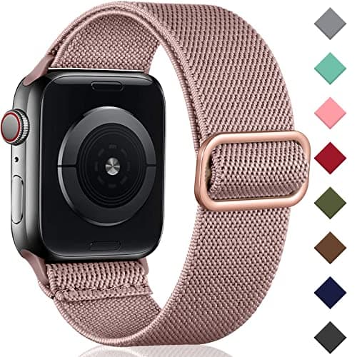 Image of Oielai Solo Loop Straps Compatible with Apple Watch Strap 44mm 45mm 42mm 46mm 49mm, Adjustable Nylon Sport Replacement Band for iWatch Series 11 10 9 8 7 6 5 4 3 2 1 SE Ultra, LightPink