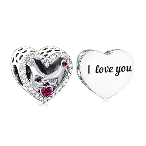 Image of Pinly Swear Promise I Do Love Heart Engagement Wedding Charm Bead Pendant 925 Sterling Silver Dangle Compatible With Pandora Charm Bracelet