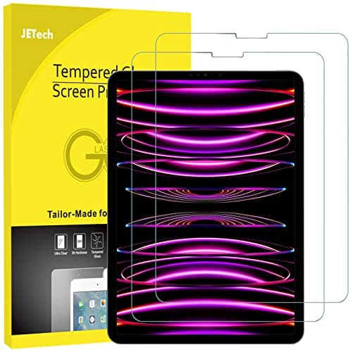 Image of JETech Screen Protector for iPad Pro 11-Inch (2022/2021/2020/2018 Model), iPad Air 5/4 2022/2020 10.9-Inch, Face ID Compatible, Tempered Glass Film, 2-Pack