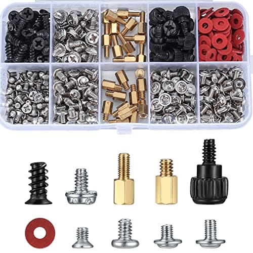 Image of 380 Pcs Computer Screw Assortment Kits, PC Motherboard Spacers Screws #6-32 Male to M3 Female Standoffs Sets for Hard Drive Fan Power Graphics Chassis SSD CD-ROM Computer Repair Screws
