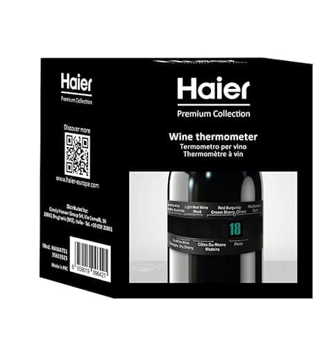Image of Haier - Stainless Steel Wine Thermometer - Quick and Accurate Reading of Temperature in 30 Seconds, No Battery, Easy to Use to Serve Wine Optimally, Temperature Display