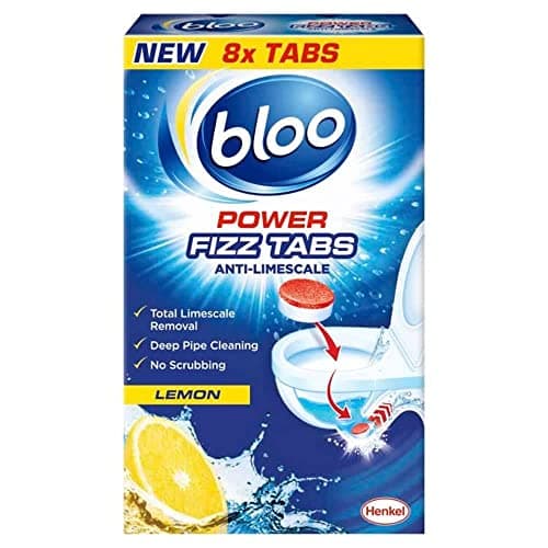 Image of Bloo Power Fizz Tabs Anti-Limescale Drain Deep Cleaning Lemon, 8 x 25g
