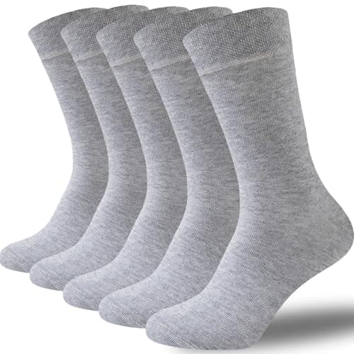 Image of VoJoPi Men’s Cotton Socks 5 Pairs – Comfortable Breathable Crew Dress Socks for Business, Daily & Casual Wear, UK 9-12