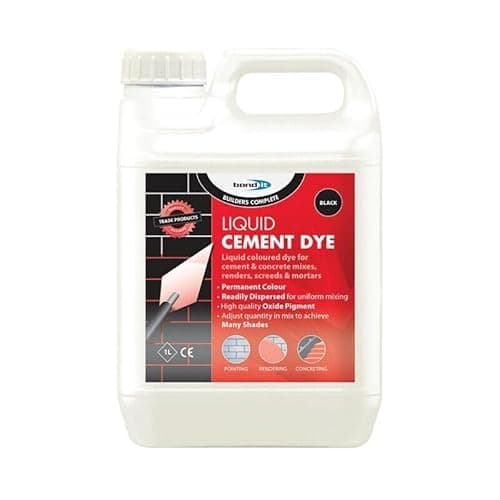 Image of Bond It 1L Liquid Cement Dye Pigment Mortar Tone Brick Colour Render Black & Red colouring cements, mortars, concretes and renderings. (Black)