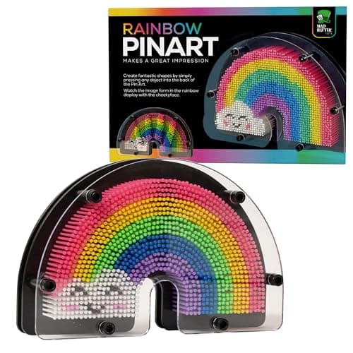 Image of Funtime Gifts Rainbow Shaped Pin Art - 3D Pin Impression Sculpture Toy, Colorful Plastic Pin Board for Kids & Adults, Sensory Fidget Desk Toy, Creative Art Game, Retro 80s 90s Novelty Gift