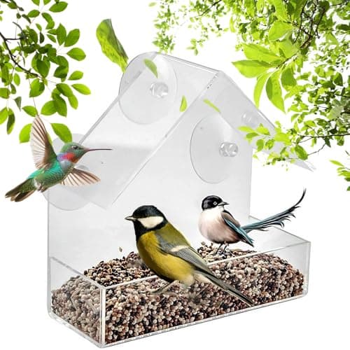 Image of Ram® Window Bird Feeder Bird House Acrylic Window Bird Feeder With Suction Cups