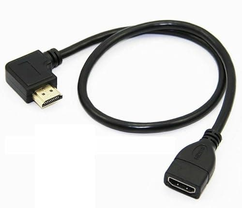 Image of Mr. Gadget's Solutions Right Angled 90 Flat HDMI Extension Cable Male to Female Socket 1 Meter - Black