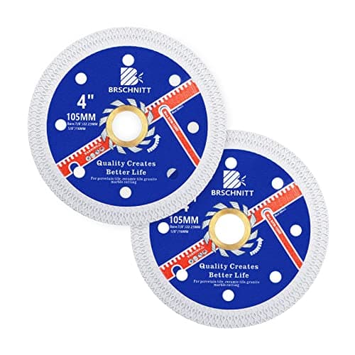 Image of Super Thin Diamond Porcelain Cutting Disc with X Teeth,BRSCHNITT 2pcs 105mm x Arbor 22.23mm-16mm Diamond Cutting Disc for Dry/Wet Cutting Porcelain Tile Ceramic Marble Granite