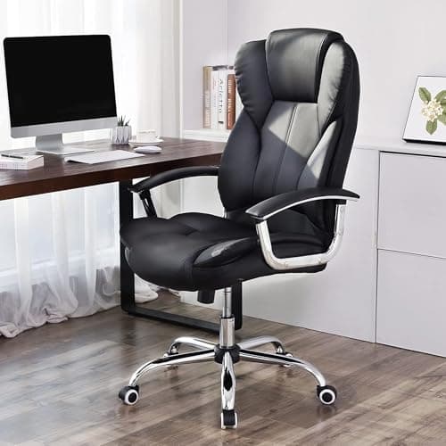 Image of SONGMICS Office Chair, Desk Chair, Gaming Chair with Armrests, Swivel Computer Chair, Executive Office Chair, Adjustable Height, Tilt Function, Home Office, Study, Ink Black OBG57BUKV1