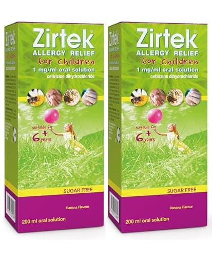 Image of Zirtek Allergy Relief 200 ml Syrup |Pack of 2 |Hayfever, Dust, Pets, and Hives | Antihistamine Solution | antihistamine for Adults and Children Over 6 Years