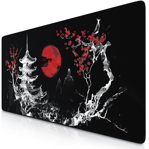 Image of TITANWOLF - XXL Mouse Mat - Mouse Pad 900 x 400 x 3mm –Speed Gaming Mouse Pad - Extra Large - Table Mat Large Size - improved Precision and Speed – Japan Ink Painting Black
