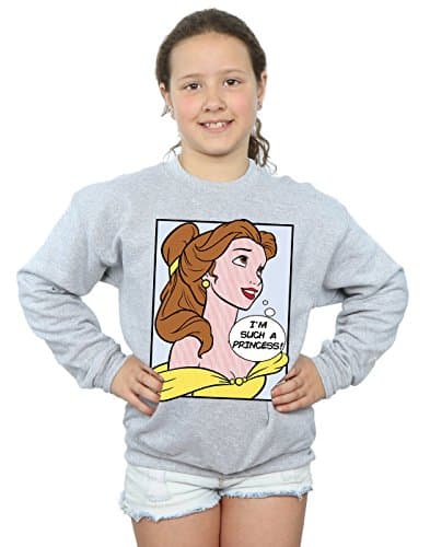 Image of Disney Princess Girls Belle Pop Art Sweatshirt 5-6 Years Sport Grey