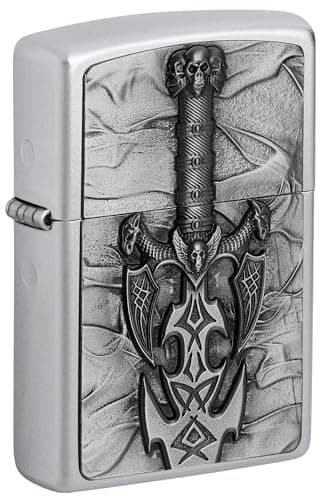 Image of ZIPPO – Satin Chrome - Dark Side Sword, Emblem – gasoline Windproof lighter, refillable, in gift box