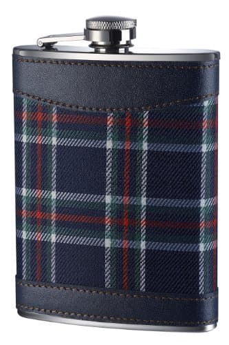Image of Premier Housewares 508267 Tartan Hip Flask, 8 oz - Blue , H14 x W10 x D3cm