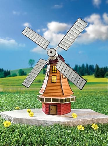 Image of Coopers of Stortford - Solar Windmill - Rustic Garden Décor - 16 LED Lights for Evening Glow - Solar-Powered, No Batteries or Wiring - Weather-Resistant Polyresin