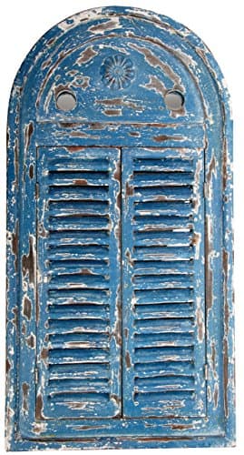 Image of Esschert Design WD13 Blue Louvre Mirror, 39.2 x 3.9 x 75 cm