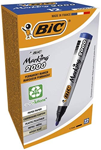 Image of Bic Marking 2000 Permanent Marker Bullet Tip Line Width 1.7mm Blue Ref 820914 [Pack 12]