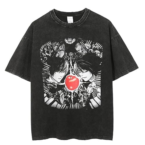 Image of Zhongkaihua Death Note T Shirt Men Women Print Anime Manga Characters Light Yagami/Misa Amane Death Note Top Cosplay Clothes Hip Hop Retro Sport Casual Tshirt for Adults Unisex