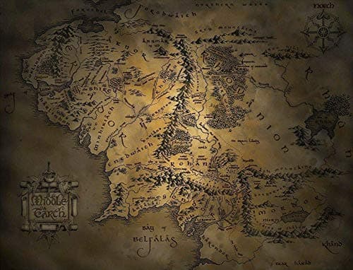 Image of Metal Tin Sign Lord of The Rings Middle Earth Map Metal Sign 8X12 Inches