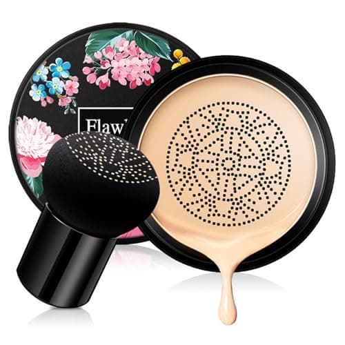 Image of Beliky Girl CC Cream Foundation with Mushroom Head Air Cushion Full Coverage for Flawless Makeup Moisturizing Brightening Pigment Liquid Foundation, Even Skin Tone Makeup #Natural