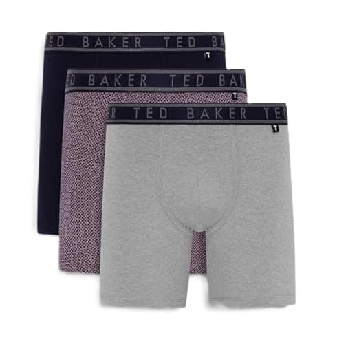 Image of Ted Baker Mens 3-pack Cotton Boxer Briefs, Navy/Ares/Heather Grey, XL UK