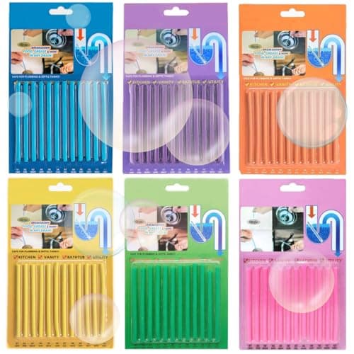 Image of 72 Pcs Drain Sticks, Drain Sticks Scented | 6 Scents, Sink Sticks for Sink, Basin, Bathtub, Drain Odour Remover Prevents Plug Hole Obstructions & Keeps Water Flowing Freely