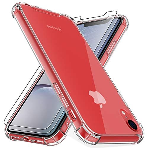 Image of 4youquality Case for iPhone XR with [2-Pack] Tempered Glass Screen Protectors, Advanced Air Cushion Drop Protection, Shockproof Transparent Clear Bumper Phone Case Cover, Anti-Scratch