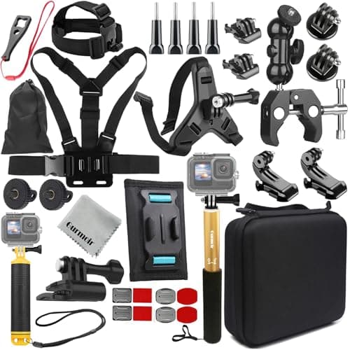Image of Gurmoir Action Camera Accessory Kit for Gopro Hero 13/12/11/10/9/8/7/6/Go Pro Max 2/DJI Osmo Action 6/5 pro/4/3/Insta 360 X5/X4 and More (DT18)