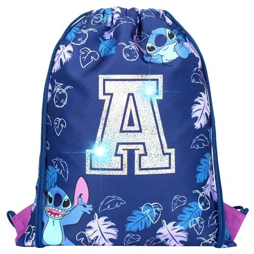 Image of Disney Stitch Personalised Drawstring Bag for Kids PE Bag - Kids School Bag - Personalised Gift For Girls - Swimming Bag For Girls Purple