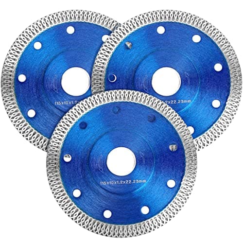 Image of 3PCS Diamond Saw Blades 115mm/4.5" Ultra Thin Cutting Disc for Angle Grinder Cutting Porcelain Tiles, 4.5" Wheel Disc Cut on Granite, Marble, Concrete, Tiles, Ceramics (Blue)