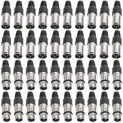 Image of YOUEON 40 Pcs 3-Pin XLR Solder Type Connectors, 20 Male & 20 Female Mic Audio Cable Plug Set, Zinc Alloy Microphone XLR Cable Adapter for DIY Recording, Mixing, Stage Equipment