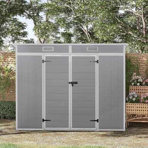 Image of Panana Plastic Garden Storage Shed Outdoor Storage Includes Plastic Floor, Strong Structure House Tool Shed (8x4f Pent roof)