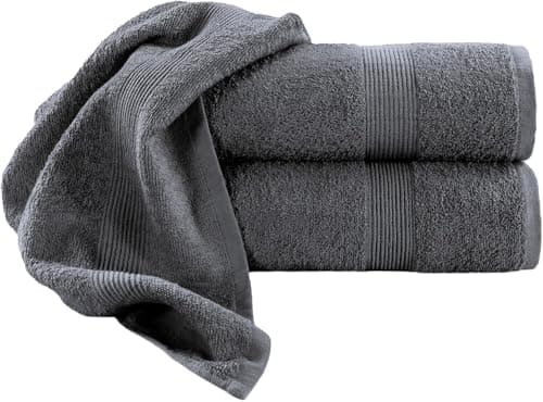 Image of Diamond Tex Extra Large Bath Sheet - 100% Egyptian Cotton Ring Spun Bath Sheets Towels - Super Soft Highly Absorbent 600 GSM Quick Dry Bath Sheet (Charcoal, Pack of 2, 100 x 200 cm)