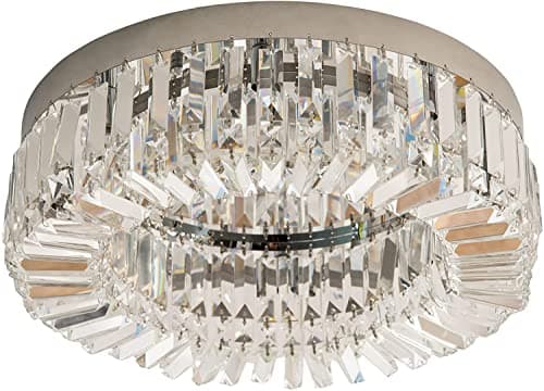 Image of HOMCOM Crystal Chandeliers Ceiling Light with 225 Crystal Pendants, Modern 8-Light Flush Mount Ceiling Light for Living Room, Bedroom, Dining Room, Hall, Silver Tone