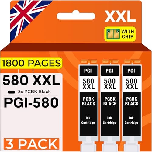 Image of Supply Guy 3 ink cartridges XXL compatible with Canon PGI-580 PGBK Black Pixma TR7500 TR7550 TR8500 TR8550 TS6100 TS6150 TS6151 TS6300 TS6350 TS8100 TS8150 TS8151 TS8152 TS8350 TS9100 TS9150 TS9155