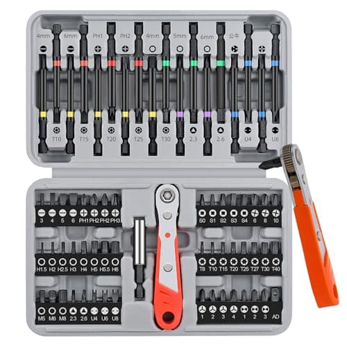Image of Hi-Spec 68pc 75mm & 25mm Long Hex Shank and Tamperproof Cr-V Driver Bit Set with Bit Handle and Drill Driver Adaptor