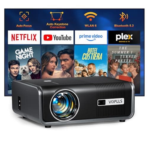 Image of [Netflix Official & Auto Focus/Keystone] Smart Projector 4K Support, VOPLLS 700ANSI Native 1080P WiFi 6 Bluetooth Outdoor Projector, 50% Zoom Home Theater Movie Projectors for Bedroom/iOS/Android/PPT
