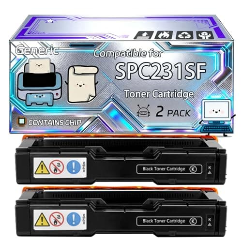 Image of SPC231SF Toner Cartridge Compatible for Ricoh Aficio SPC242DN SPC242SF SPC310 SPC311 SPC311N Printers, With Chip, 2500 Pages, Vibrant Colours (2 Pack Black)