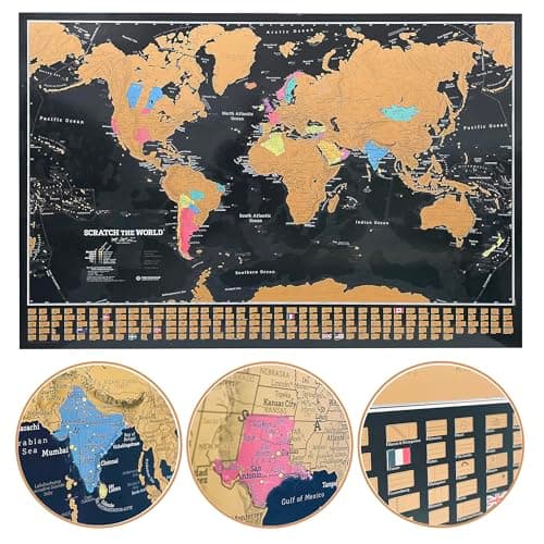 Image of Scratch The World® Travel Map - Vibrant Colours - With Flags Of The World Panel - X-Large - 84 x 59 cm - Maps International - 60 Years + of Map Making