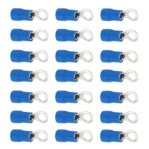 Image of Mintice 100 X Blue Copper Ring Butt Insulated Terminal Connectors 14-16 Gauge AWG Crimp Wire Electrical Cable Crimp M4