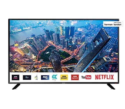 Image of SHARP 4T-C50BJ2KF2FB (50BJ2K) 50-Inch 4K UHD HDR Smart TV with Freeview HD, 3 x HDMI, 2 x USB 2.0, USB 3.0, USB Record, Remote Control - Wall Mountable - Black