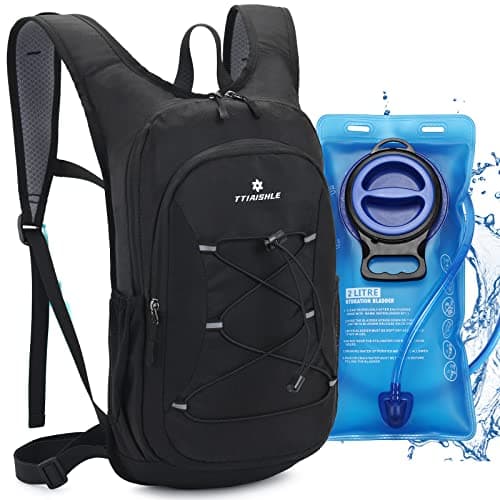 Image of TTIAISHLE Hydration Pack Backpack with 2L BPA Free Water Bladder for Cycling Running Hiking Climbing Camping Racing skiing (Black(bladder upgrade))