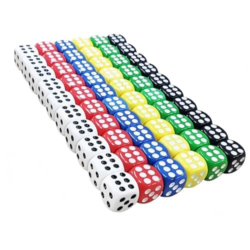 Image of 60 Pcs Six-Sided Dice Set 14mm – Rounded Edge D6 Dice for Smooth Rolling, Family and Board Games, Poker, Classroom Teaching, Educational Toys Black White Red Green Blue Yellow