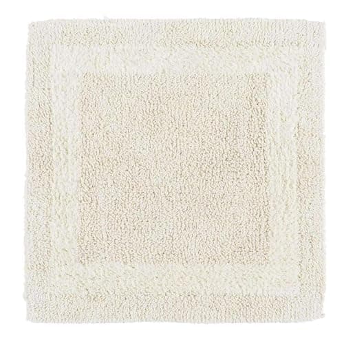 Image of HOMESCAPES Small Bath Mat, Luxury 1600gsm Extra Soft 100% Cotton, Reversible Bathroom Mats Non-Slip, Washable, Super Absorbent, Quick-Dry, Cream Bathroom Rug, 50x50 cm Square