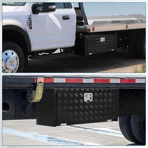 Image of Aptliton 24 Inch Heavy Duty Portable Tool Box, Aluminium Underbody Truck Toolbox for Pickup RV Trailer, Waterproof Lockable Metal Tool Chest with Sealing Strip 24x16x14in Black