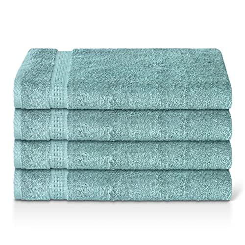 Image of Bamu Premium Hand Towels, 500 GSM 100% Ring Spun Cotton Towel Set, 50 X 100 CM Highly Absorbent Quick Dry Bath Room Accessory Set (4 Piece Hand Towel, Duck Egg)